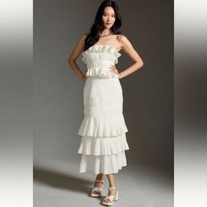 Anthropologie White Tiered Ruffle Dress
